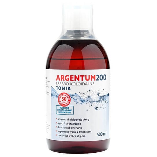 Argentum200, Srebro Koloidalne, tonik 50 ppm, 500 ml Argentum200