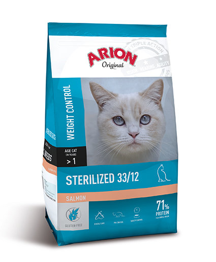 Arion, karma dla kotów, Original Cat Sterilized Salmon, 7,5 kg Arion