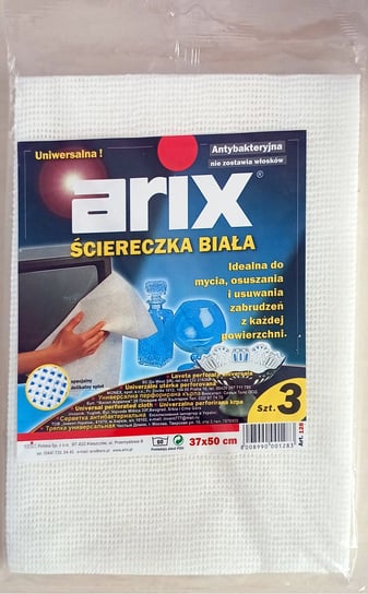 ARIX - Ściereczka biała - uniwersalna biała - antybakteryjna - 37x50 cm - 3 szt. ARIX