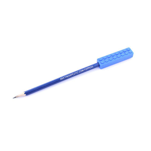 Ark Brick Stick - Gryzak Terapeutyczny Logopedyczny Klocek Na Kredkę Lub Ołówek Niebieski - Twardy Ark Therapeutic