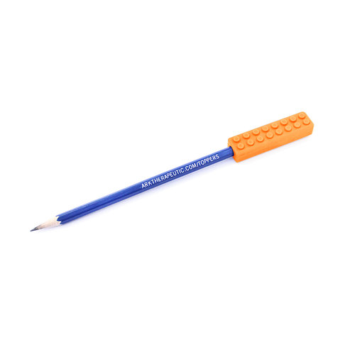 Ark Brick Stick - Gryzak Terapeutyczny Logopedyczny Klocek Na Kredkę Lub Ołówek Pomarańczowy - Twardy Ark Therapeutic
