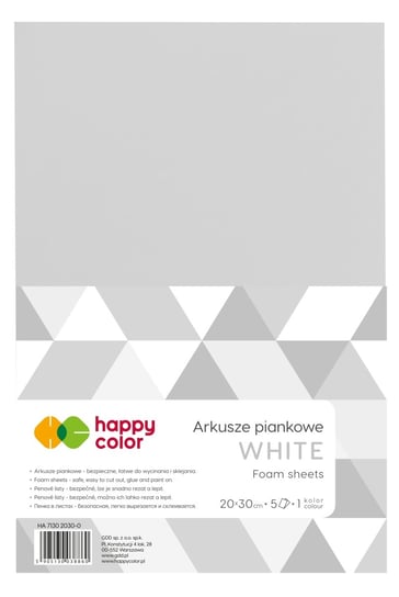 Arkusze piankowe, białe, A4, 5 arkuszy Happy Color