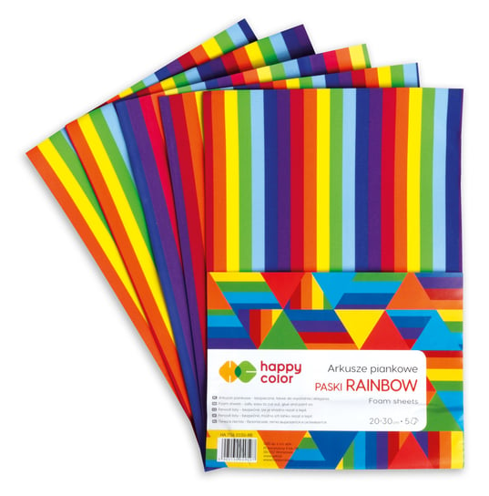 Arkusze piankowe Rainbow, paski, A4, 5 arkuszy, Happy Color Happy Color