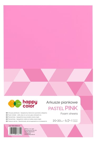 Arkusze piankowe, różowe pastelowe, A4, 5 arkuszy Happy Color
