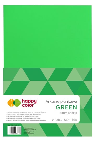 Arkusze piankowe, zielone, A4, 5 arkuszy Happy Color