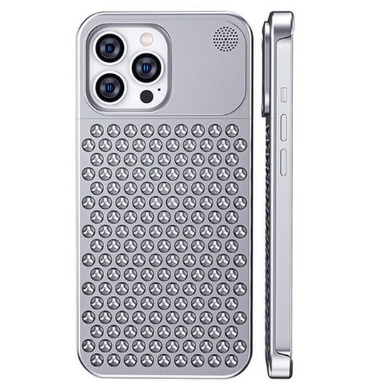 Aromatherapy 3D Metal CNC Cooling Case aluminium etui obudowa chłodząca iPhone 15 Pro (Silver) D-pro