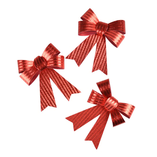 Arpex, Zestaw kokard dekoracyjnych - prążki, Czerwony, 3 szt. Arpex