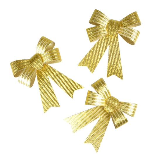 Arpex, Zestaw kokard dekoracyjnych - prążki, Złotych, 3 szt. Arpex