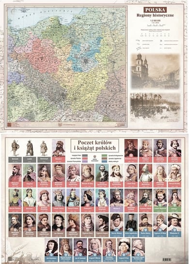 Art-Map, podkładka na biurko, regiony historyczne/poczet królów i książąt, format A2 Art-Map