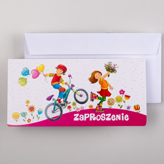 Art Nuvo, Zaproszenia urodzinowe dla dziewczynki, balony i rower, 10 szt Art Nuvo