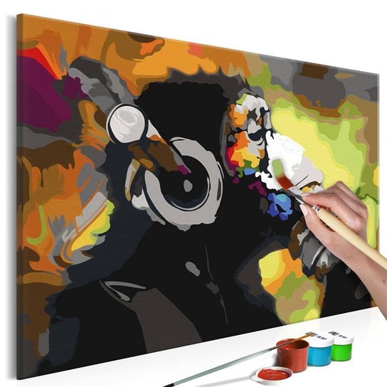 Artgeist, zestaw kreatywny, obraz do samodzielnego malowania - Kolorowa małpa w słuchawkach ARTGEIST