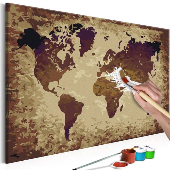 Artgeist, zestaw kreatywny, obraz do samodzielnego malowania - Mapa świata (brązy) ARTGEIST