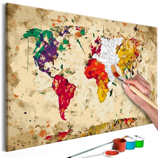 Artgeist, zestaw kreatywny, obraz do samodzielnego malowania - Mapa świata (plamy barwne) ARTGEIST