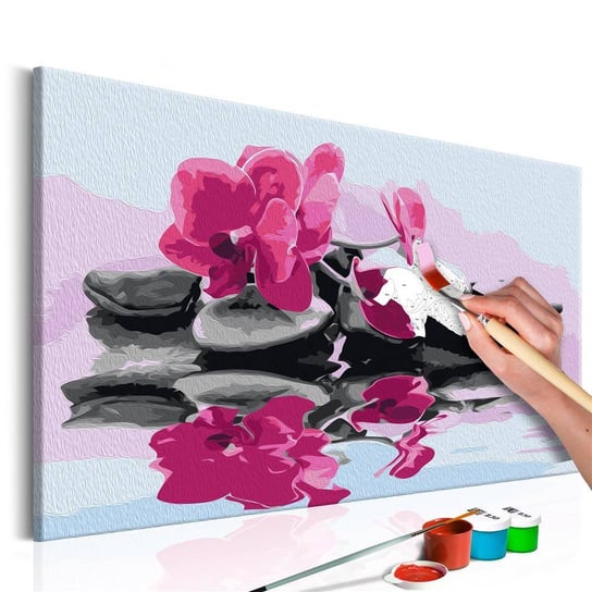 Artgeist, zestaw kreatywny, obraz do samodzielnego malowania - Orchidea i kamienie zen w lustrze wody ARTGEIST