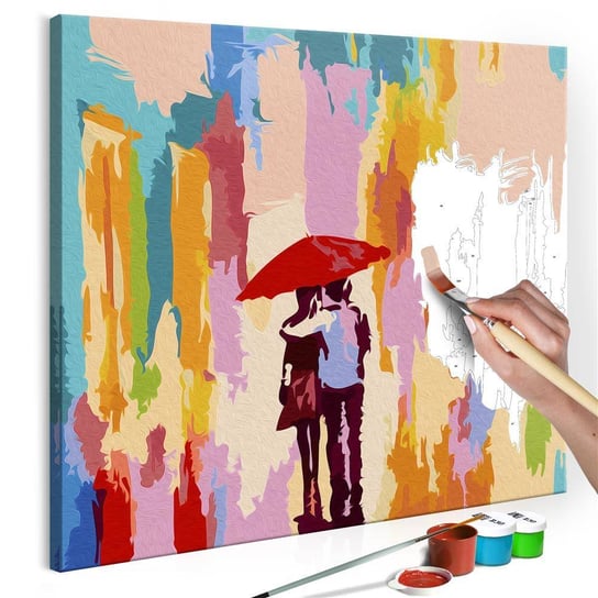 Artgeist, zestaw kreatywny, obraz do samodzielnego malowania - Para pod parasolem (różowe tło) ARTGEIST