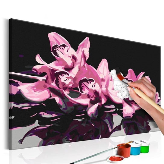 Artgeist, zestaw kreatywny, obraz do samodzielnego malowania - Różowa orchidea (czarne tło) ARTGEIST
