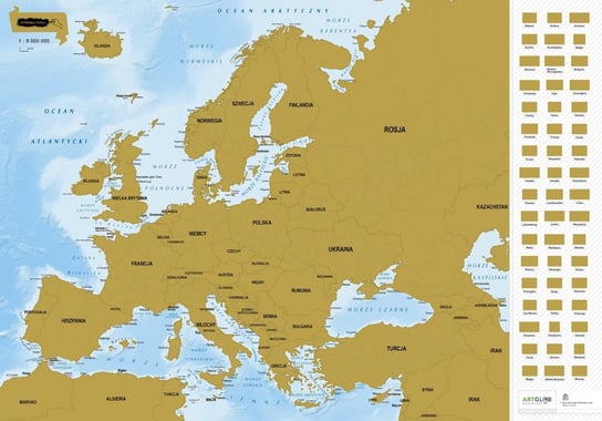 ArtGlob, Europa mapa zdrapka na podkładzie 1:9 000 000 Opracowanie zbiorowe