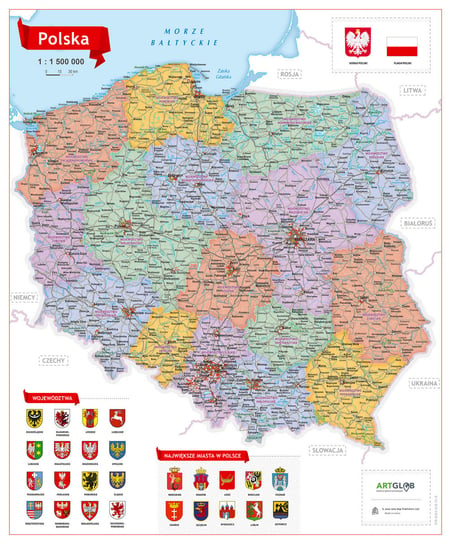ArtGlob, Polska - mapa zdrapka na podkładzie 1:1 500 000 Opracowanie zbiorowe