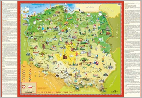 ArtGlob, Polska Młodego Odkrywcy mapa ścienna dla dzieci na podkładzie w drewnianej ramie Artglob