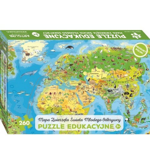 ArtGlob, puzzle, edukacyjne, Mapa zwierzęta świata młodego odkrywcy, 260 el. Artglob