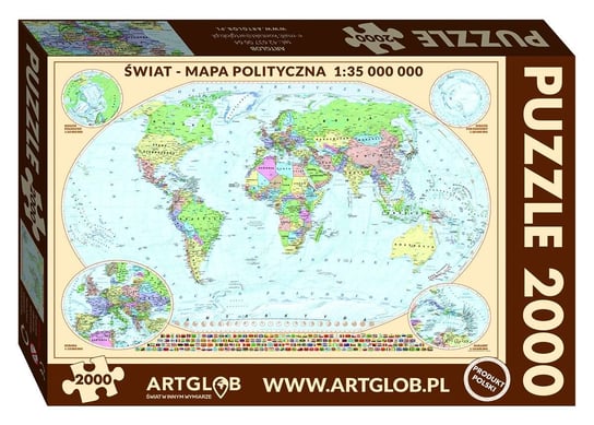 ArtGlob, puzzle, Świat - mapa polityczna, 2000 el. Artglob