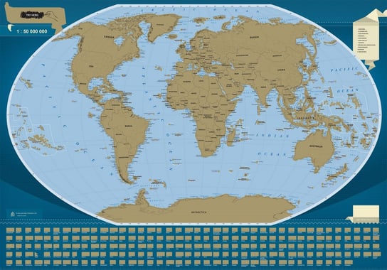 ArtGlob, Scratch-off map The World, mapa zdrapka na podkładzie 1:50 000 000 Opracowanie zbiorowe