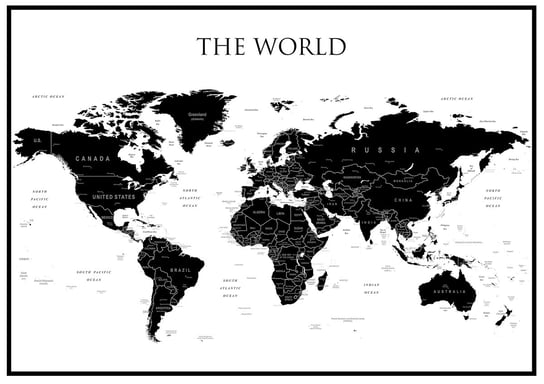 ArtGlob, The World mapa ścienna polityczna na podkładzie w drewnianej ramie Opracowanie zbiorowe