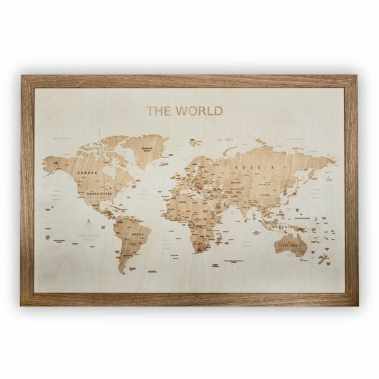 Artglob, The World, Mapa świata 3D, grawerowana w drewnie, 660x440 mm Artglob