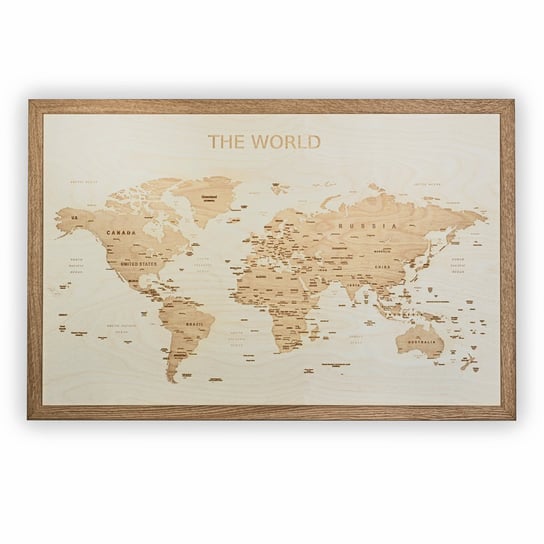 Artglob, The World, Mapa świata 3D, grawerowana w drewnie, 840x550 mm Artglob