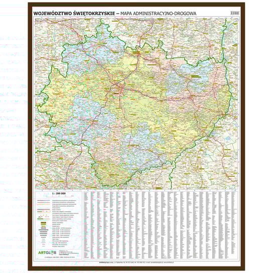 ArtGlob, Województwo świętokrzyskie mapa ścienna na podkładzie w drewnianej ramie WYDANIE 2025 Artglob
