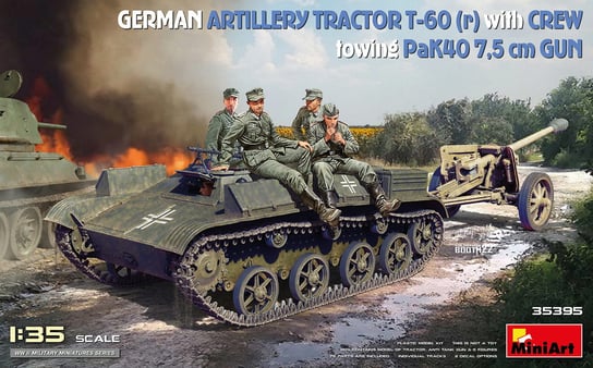 Artillery Tractor T-60(r) w/Crew, Towing PaK40 7.5cm Gun 1:35 MiniArt 35395 MiniArt