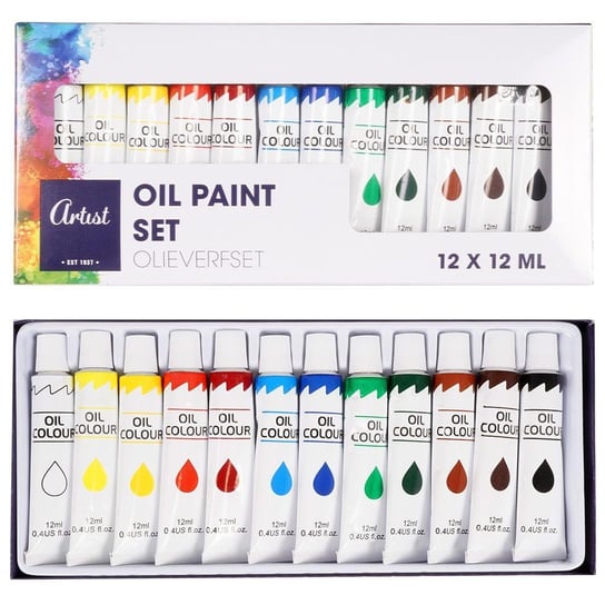 Artist Farby olejne zestaw komplet farb olejnych do malowania 12 sztuk 12 ml Artist