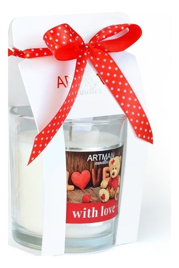 Artman Candles Świeca ozdobna TEDDY w szklance w kolorze białym 1 sztuka Artman