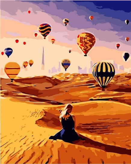Artnapi 40x50cm Malowanie Po Numerach - Balony na ogrzane powietrze na pustyni - Na Drewnianej Ramie artnapi