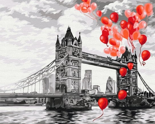 Artnapi 40x50cm Malowanie Po Numerach - Balony Nad Mostem Tower Bridge Malowanie Po Numerach - Na Drewnianej Ramie artnapi
