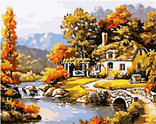 Artnapi 40x50cm Malowanie Po Numerach - Dom nad rzeką - Na Drewnianej Ramie artnapi
