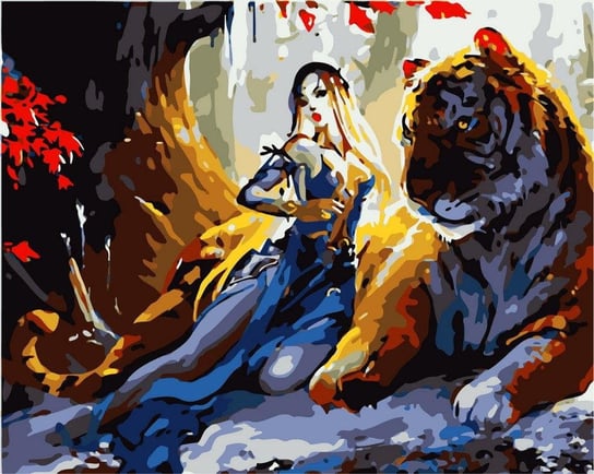 Artnapi 40x50cm Malowanie Po Numerach - Dziewczyna i tygrys - Na Drewnianej Ramie artnapi