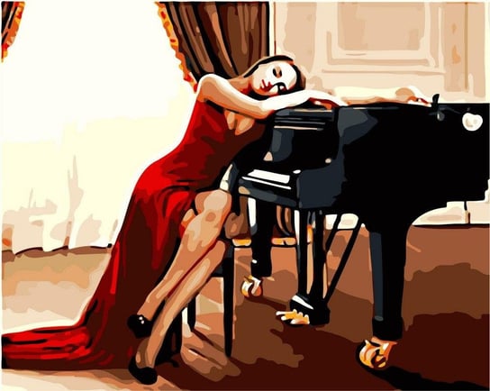 Artnapi 40x50cm Malowanie Po Numerach - Dziewczyna przy fortepianie - Na Drewnianej Ramie artnapi