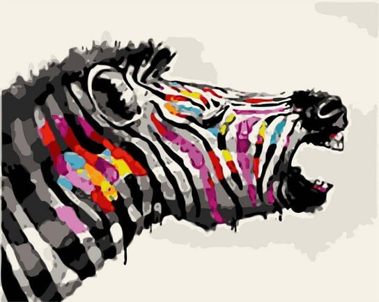 Artnapi 40x50cm Malowanie Po Numerach - Kolorowa zebra - Na Drewnianej Ramie artnapi