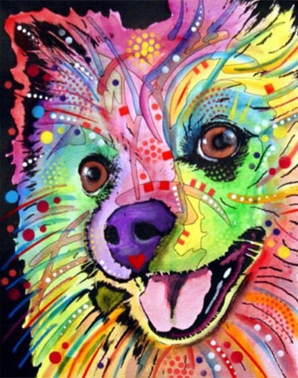 Artnapi 40x50cm Malowanie Po Numerach - Kolorowy pies - Na Drewnianej Ramie artnapi