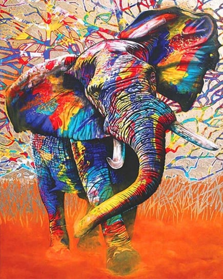 Artnapi 40x50cm Malowanie Po Numerach - Kolorowy słoń - Na Drewnianej Ramie artnapi