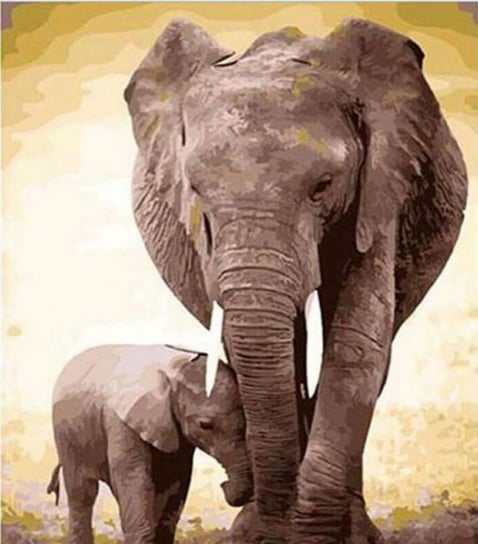 Artnapi 40x50cm Malowanie Po Numerach - Mama słonia - Na Drewnianej Ramie artnapi