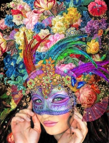Artnapi 40x50cm Malowanie Po Numerach - Maska z kwiatów - Na Drewnianej Ramie artnapi