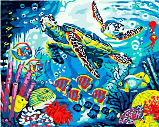 Artnapi 40x50cm Malowanie Po Numerach - Podwodny Świat Rybki Kolorowe - Na Drewnianej Ramie artnapi
