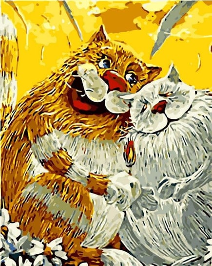 Artnapi 40x50cm Malowanie Po Numerach - Rysowane koty - Na Drewnianej Ramie artnapi