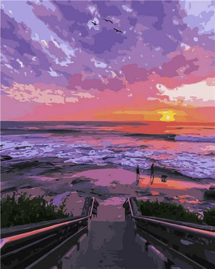 Artnapi 40x50cm Malowanie Po Numerach - Zachód słońca na plaży - Na Drewnianej Ramie artnapi