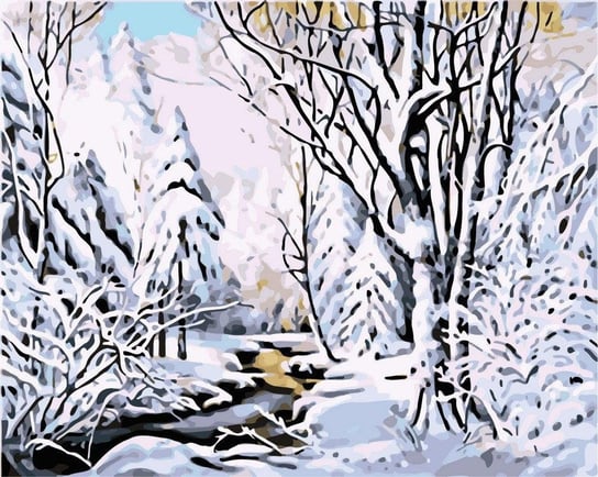 Artnapi 40x50cm Malowanie Po Numerach - Zimowy Pejzaż - Na Drewnianej Ramie artnapi