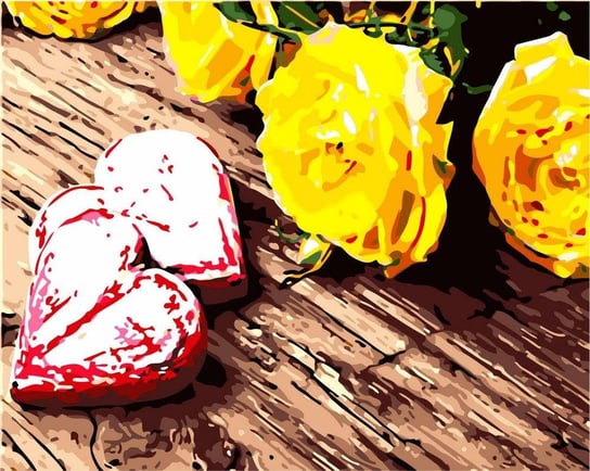 Artnapi 40x50cm Malowanie Po Numerach - Żółte róże - Na Drewnianej Ramie artnapi