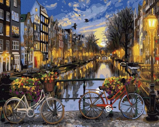 Artnapi 40x50cm Obraz Do Malowania Po Numerach Na Drewnianej Ramie - Amsterdam nocą artnapi