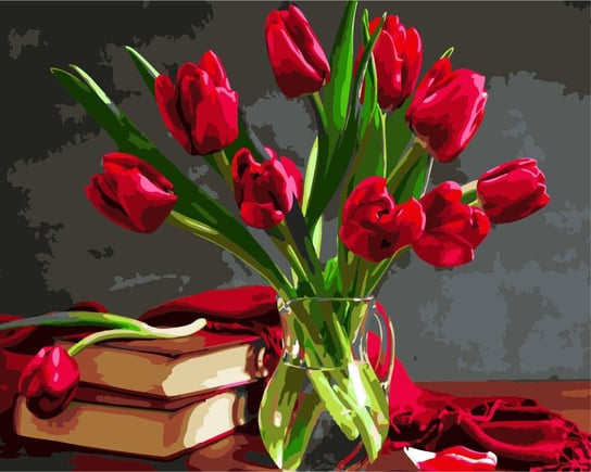 Artnapi 40x50cm Obraz Do Malowania Po Numerach Na Drewnianej Ramie - Bukiet tulipanów artnapi